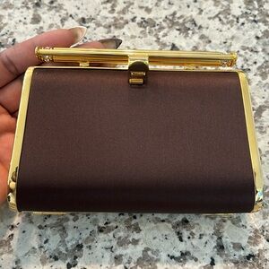 Brown and gold evening bag